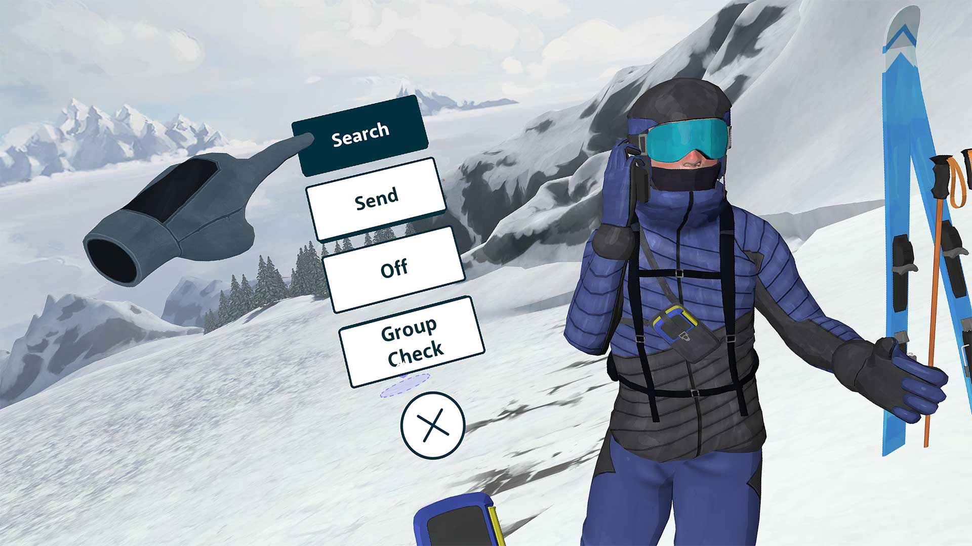 The Notfall Lawine VR app allows users to experience and learn how to perform a successful avalance rescue.